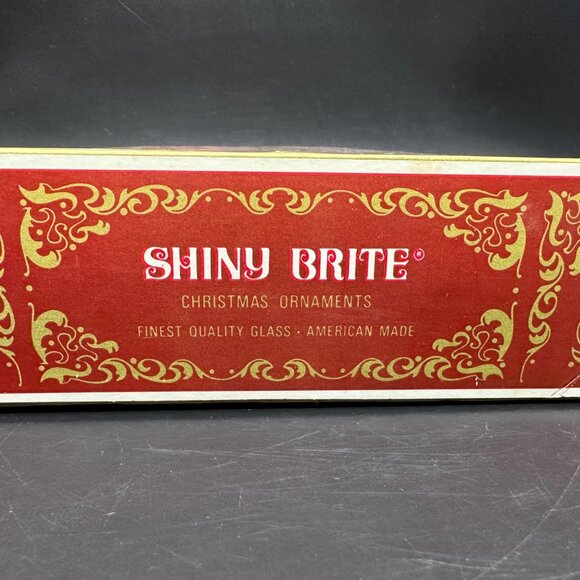 Vintage Christmas Ornaments Shiny Brite USA Red Glass Original Box Decoration - Picture 6 of 10